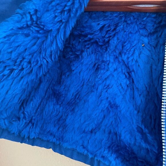 Kids Vintage 80’s Embroidered Frog Blue Hooded Fur lined Zip up Coat 12 mths - Picture 7 of 11